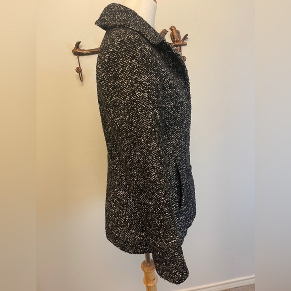 London Fog Black Tweed Single Breasted Classic Peacoat Wool Blend Petite X-Small - Picture 4 of 7